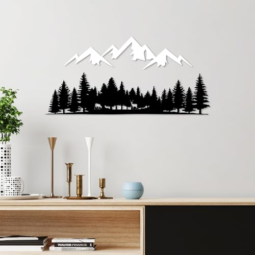 Stylish Decorative Metal Wall Accessory, Black & White, 54 x 14 cm & 70 x 33 cm, 100% Metal, 1.5 mm Thick, Easy Wall Mounting, Perfect for Home Decor