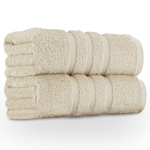 GC GAVENO CAVAILIA Large Bath Sheets 2 Pack - 100% Egyptian Cotton - Highly Absorbent & Quick Dry Extra Large Towels - Easycare & Durable - Natural