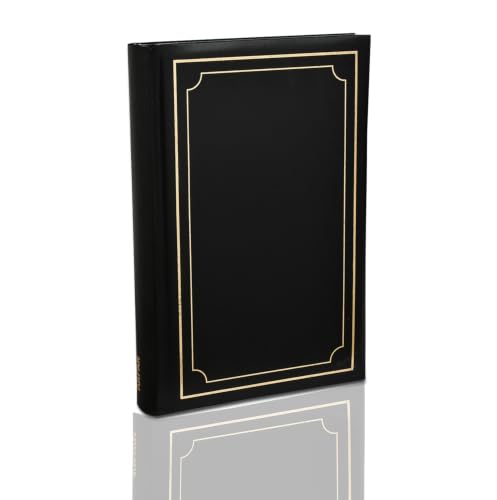 Arpan 6x4'' Deluxe Padded Cover Bookbound Slip In Memo Photo Album for 300 Photos - Black