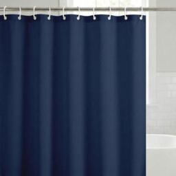 Americanflat 71-Inch x 74-Inch Solid Blue Shower Curtain - 100% Polyester Water-Resistant Bath Curtain with Metal Grommets and 12 Shower Curtain Rings - Long Shower Curtains for Bathroom