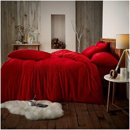 GC GAVENO CAVAILIA Fleece Duvet Cover Set Single - Fluffy Bedding Set with Pillowcases - Red
