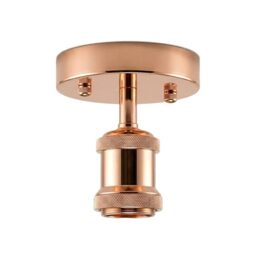 DC Voltage Single Head Fully Earth Ceiling Light Retro Flush Mount E27 Lamp Holder Sconce Chandeliers Pendent Set (Rose Gold)