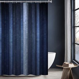Gibelle Navy Blue Shower Curtain, Abstract Modern Navy Blue Bathroom Decor Accessories, Cool Glass Texture Ombre Fabric Shower Curtain Set with Hooks, 72 x 72