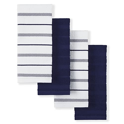 "KitchenAid Albany Kitchen Towel Set, 16""x26"", Cobalt Blue/White, 4 Piece"