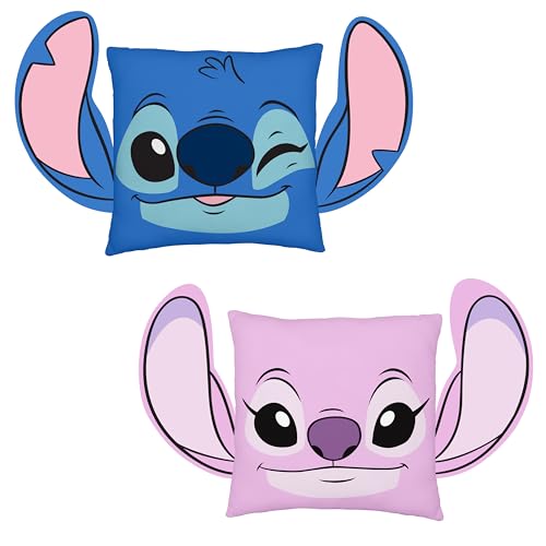 Disney Lilo and Stitch Officially Licensed Shaped Cushion, Super Soft Pillow - Chill Reversible Design Featuring Angel and Stitch - Perfect For Bedroom Or Living Room Décor
