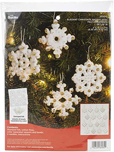 Bucilla Plaid Enterprises Felt Ornament KIT, Elegant Christmas Snowflakes, One Size
