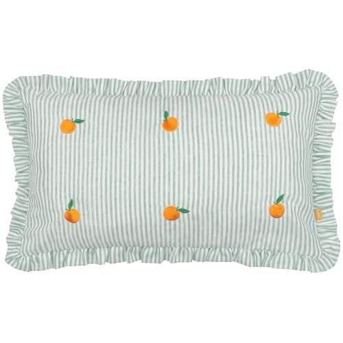 furn. Les Fruites Embroidered Ruffle Polyester Filled Cushion - Oranges - 30x50cm