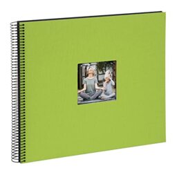 goldbuch Bella Vista 25976 Spiral Album with Picture Cut-Out, Photo Album 35 x 30 cm, Photo Album with 40 Black Pages, Linen Memory Album, Photo Book for Pictures and Photos to Stick, Green