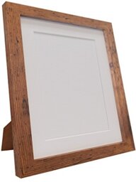 Q7 Picture Photo Frame, Rustic Oak with White Mount, 24 x 18 Image Size 18 x 12 Inch, Plastic Glass