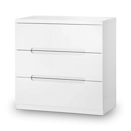 Julian Bowen Manhattan Chest of Drawers, 3 Drawer, Gloss White - H81xD40cm