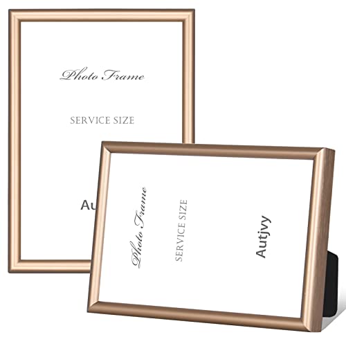 Autjvy 6x8 Picture Frame 2-Pack Brass Thin Metal HD Glass Wall/Table - Modern Simple Thin Aluminum Metal, Tabletop and Wall Display, elegant ornament for daily family photo storage