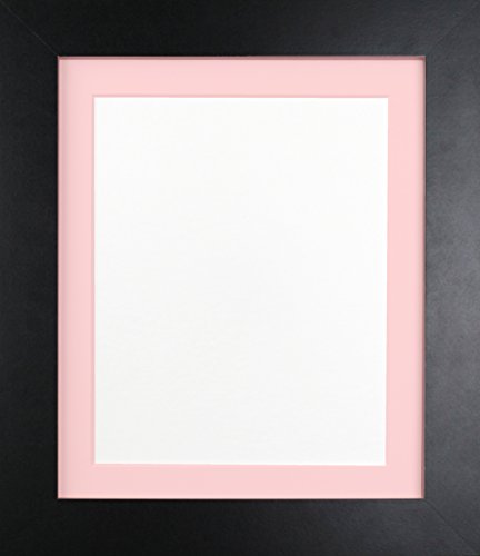 FRAMES BY POST London Picture Photo Frame, Plastic Glass, Black with Pink Mount, 30 x 24 Image Size 24 x 16 Inches