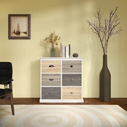 DHP Furniture Mercer Storage Cabinet with Multicolored White Dresser, 6 Drawers, 40x89x92cm (DxWxH)