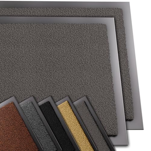 VOUNOT® Set of 2 Door Mats for Outdoor or Indoor, Dirt trapper, Non Slip Barrier Mat Washable Welcome Doormat Entrance Rug, Anthracite, 40x60cm