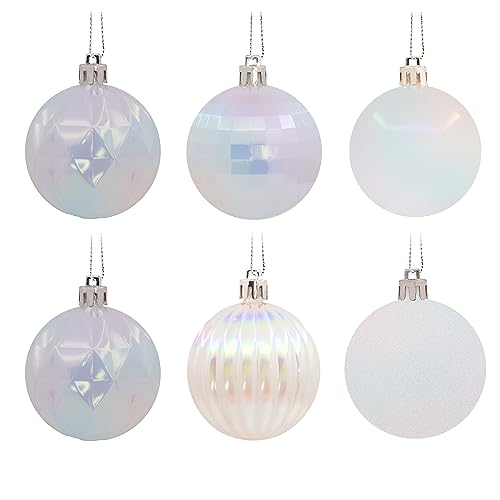 Hallmark Iridescent White Shatterproof Christmas Ornaments Set, 24-Piece