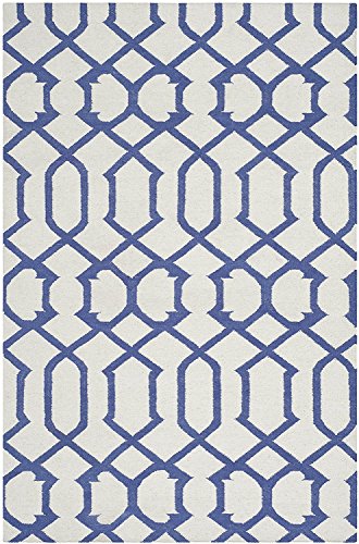 Safavieh Contemporary Indoor Flatweave Rectangle Area Rug, Dhurrie Collection, DHU753, in Ivory / Purple, 91 X 152 cm for Living Room, Bedroom or Any Indoor Space