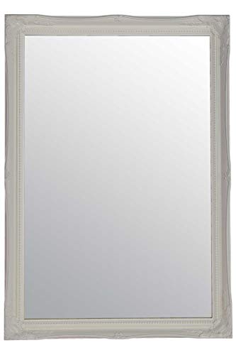 "NEW LARGE 34"" X 24"" SHABBY CHIC STYLE SWEPT GLASS WALL/HALL MIRROR - 6 COLOURS AVAILABLE - PLEASE USE THE DROP DOWN AT THE SIDE OF THE PHOTOGRAPH TO SELECT THE COLOUR YOU REQUIRE, WHITE"