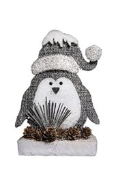 42cm Penguin Christmas Tabletop Figures Window Wall Door Holiday Home Xmas Glitter Foam Showpiece Decorations, Grey