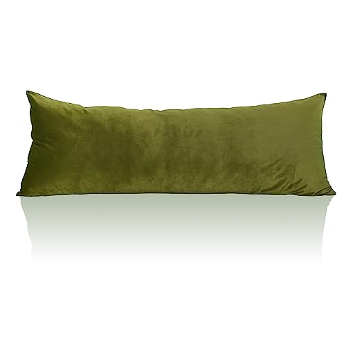 StangH Olive Green Pillow Cover Christmas Velvet Pillowcases, 1 Piece - Skin Friendly, Hidden Zipper, for Babies Pregnancy All Seasons, Suitable for Bed/Couch/Sofa/Reading, 20 x 54
