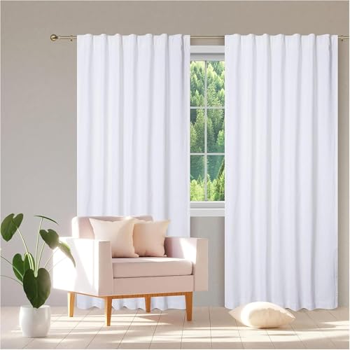 "Bedding Craft Farmhouse Curtains, White, W 50"" x L 84"" (2 Panels), Unlined, Blackout, Multi-purpose, 2 Count"