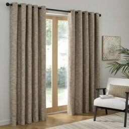 Curtina Talon Eyelet Curtains 66 x 72 Inch (168 x 183cm) – Natural Textured Jacquard Weave Curtains, Light Filtering Recycled Polyester for Living Room