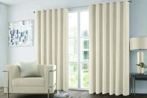 GC GAVENO CAVAILIA Blackout Curtains Pair - Thermal Insulated Door Panel Drapes Blackout Eyelet Curtains 66x72 Inch - Sound-Reducing Sunlight Blocking Plain Curtains for Bedroom, Living Room, Cream