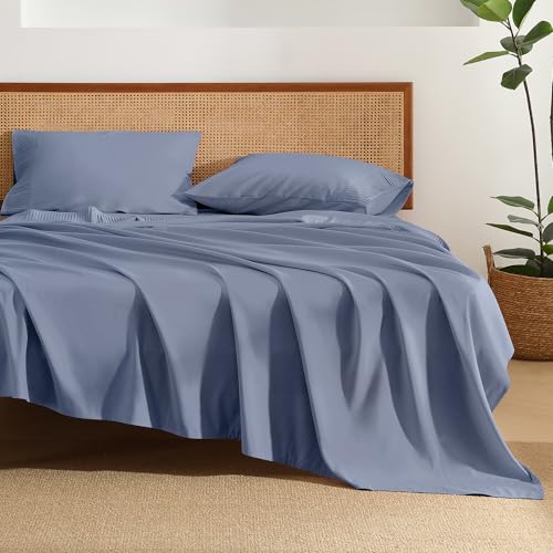 "Andency Dark Blue Grey Sheets King Set 4 Pieces, Super Soft Sheets for King Size Bed, Microfiber King Sheet Set, Deep Pocket Up to 16"", Hotel Luxury Breathable & Cooling Bedding Sheets & Pillowcases"