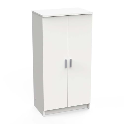 Demeyere 2-Door Shoe Storage Cabinet, White, 54.6 x 35.3 x 108.4 cm (LxWxH)