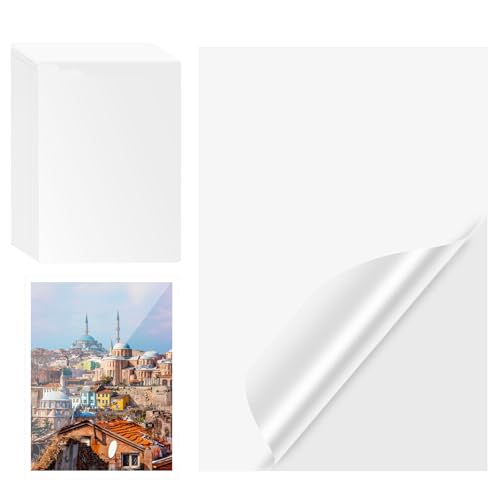 Woobroo Self Adhesive Laminating Pouches A4, 50PCS Self Seal Laminator Sheets, Clear Matt Finish for Photos Cards Documents, White