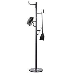 BAKAJI Coat Hook Design Floor Lamp Metal with 6 Hooks for Clothes and Marble Base Size 38 x 38 x 176 cm (Black)