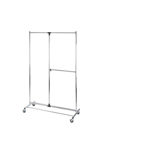 Avilia Adjustable Coat Rack for Bedroom and Walk-in Closet, Metal, 116 x 188 x 49 cm, Chrome