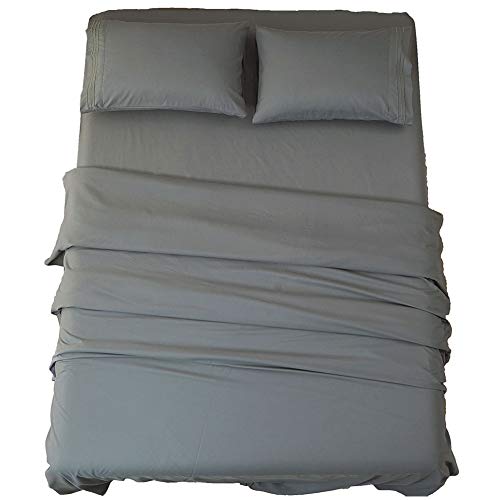 SONORO KATE Bedding Bed Sheet Set Super Soft Microfiber 1800 Thread Count Luxury Egyptian Sheets 18-Inch Deep Pocket Wrinkle -4 Piece (California King Dark Grey)