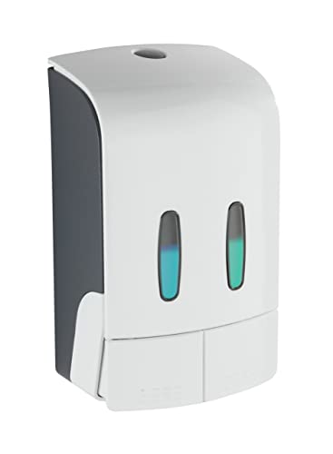 WENKO 2, tartas White, soap Disinfectant Dispenser, Capacity per Chamber: 480 ml, 0.96 l, 14,5 x 24 x 9 cm
