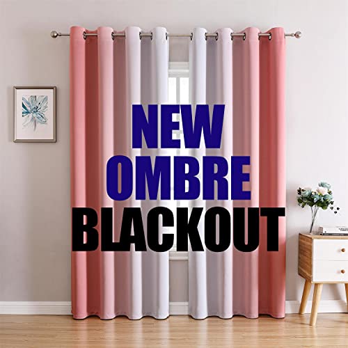 G2000 Blackout Curtains & Drapes for Bedroom Living Room 84 Inches Long Pink and Greyish White Room Darkening Window Treatments Ombre Thermal Insulated Light Blocking Grommet Backdrop 2 Panels Set