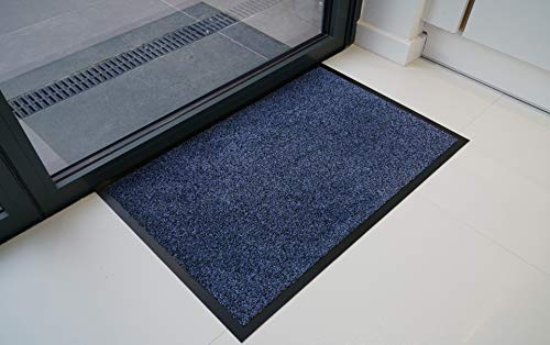 "Serdim Rugs Non Slip Dirt Rubber Edged Barrier Mats, Blue, 100 x 150 cm (3' 3.4"" x 5')"