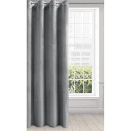 Eurofirany Velvet Super Soft Curtain with Eyelets - 1 Panel, Room Darkening Window Treartment, Drapes for Bedroom, Kitchen, Living Room, W53 x L98, Light Grey
