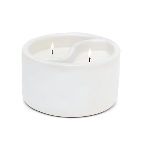 Paddywax Scented Candles Yin-Yang Collection 2-Wick Artisan Candle, 311g, Black Salt - Teakwood