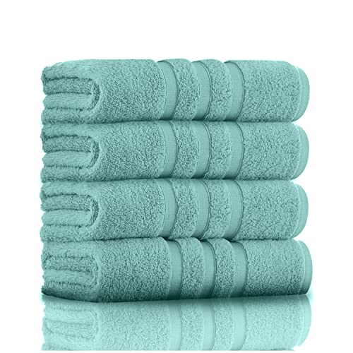 GC GAVENO CAVAILIA Luxury Pack of 4 Hand Towel Super Absorbent 100% Egyptian Cotton Soft & Cosy Towels Set, Zero Twist, Duck Egg