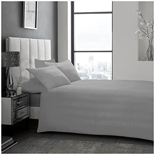 GC GAVENO CAVAILIA Premium Hove Satin Stripe Duvet Cover Or Easy Care Hotel Quality Fitted Sheet Or Soft & Cosy Pillowcase, Polyester, Grey-Hw Pillow Cases, 50X75