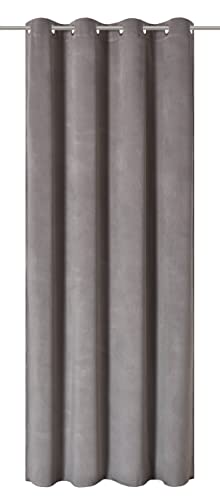 Elbersdrucke Eyelet Curtain Cosy 07 Grey Opaque 255 x 140 cm 201777 Curtain for Living Room Bedroom Kitchen Hallway Children's Room