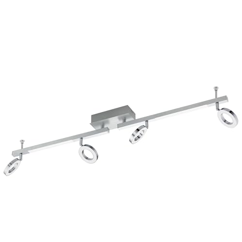 Eglo LED Ceiling lamp Cardillo, 4-Light Ceiling Spotlight, Ceiling Fixture Made of Aluminium, Metal and Plastic, Living Room lamp in Chrome, LED Hallway Light Warm White