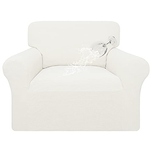 Easy-Going 100% Waterproof Oversized Chair Couch Cover, Dual Waterproof Sofa Cover, Stretch Jacquard Sofa Slipcover, Leakproof Furniture Protector for Kids, Pets, Dog and Cat, Cream
