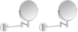 "Amazon Basics Wall Mount Dressing Table Mirror-1X/5X Magnification, Round, Chrome, 15.2"" L x 1.18"" W (Pack of 2)"