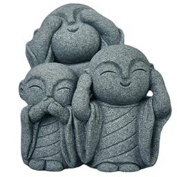 livelyfish Japanese Buddha Statue Bosatsu Feng Shui Praying Monk Statue Sandstone Happy/Smiling Miniature Figurine Ornament for Fish Tank Aquarium Home Garden Decoration, 13