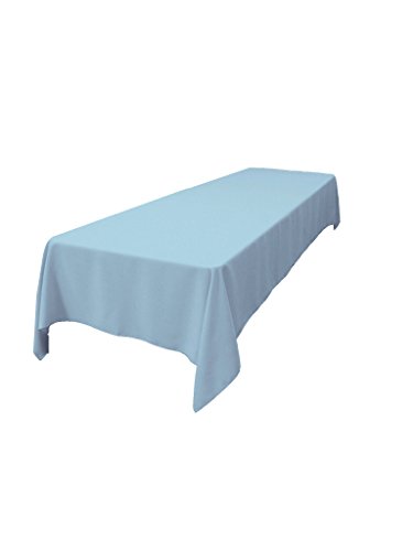 LA Linen Polyester Poplin Washable Rectangular Tablecloth, Stain and Wrinkle Resistant Table Cover 60x108, Fabric Table Cloth for Dinning, Kitchen, Party, Holiday 60 by 108-Inch, Blue Light