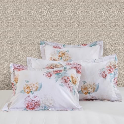 "DAUAOTO Euro Shams 100% Cotton Pillowcases, Pillow Cover 26""x26"" Set of 2, Floral Pattern, Hydrangea Blush"