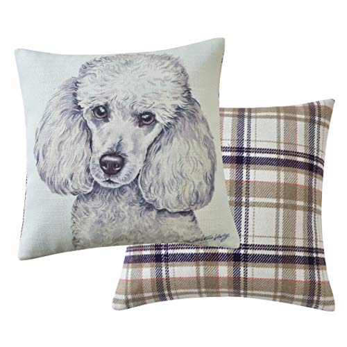 Viceni Maturi Mini Poodle Filled Dog Cushion-43 x 43cm / 17 x 17-inch, Multi-Coloured, 43 x 43cm