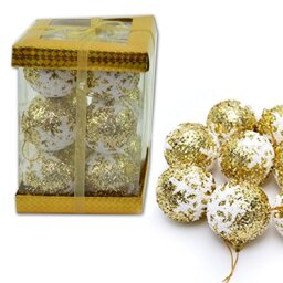 Quality 12 Gold Glitter Christmas Tree Decorations Baubles Soft Foam Xmas Home Decor