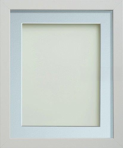 Frame Company Allington White Photo Frame with Light Blue Mount, 10x8 for 8x6 inch, fitted with perspex