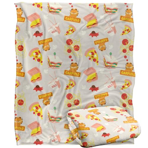 Garfield (2024) Food Pattern Silky Touch Super Soft Throw Blanket 152 X 127 cm, White